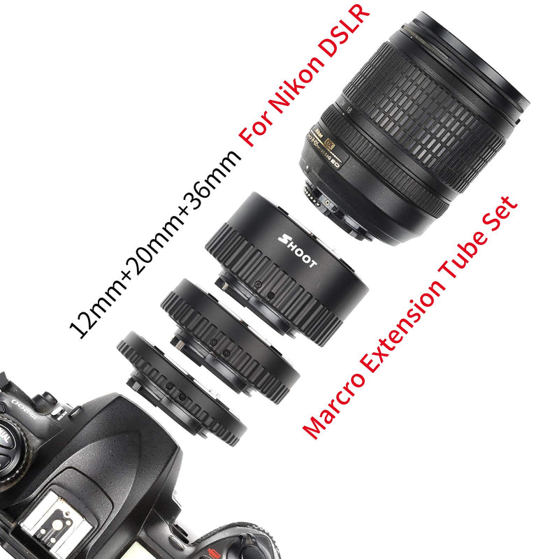 SHOOT Extension Tube Auto Focus Set Macro for Nikon AF AF-S DX FX SLR Cameras Extension Tube for Nikon