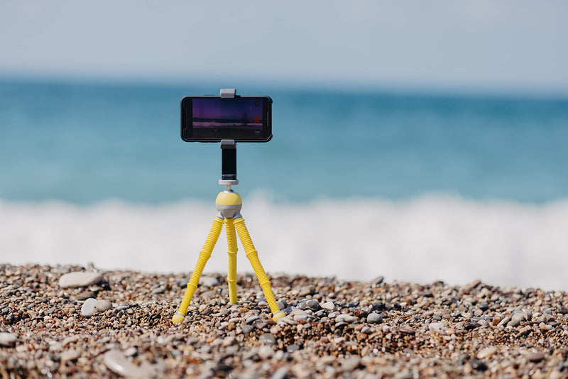 JOBY PodZilla Medium Kit, Tripod for Smartphones and Compact Mirrorless Cameras, Flexible Tripod with Ball Head and GripTight 360 Phone Mount Included, Devices up to 1 Kg, Yellow Medium Kit Yellow