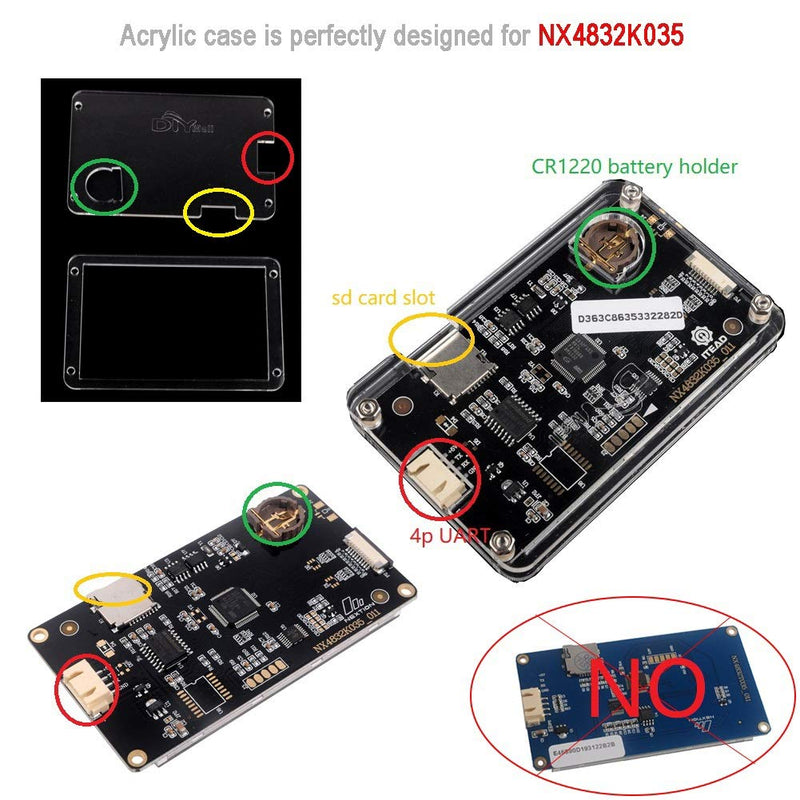 Transparent Clear Acrylic Case for Nextion Enhanced 3.5" UART HMI LCD Resistive Touch Display NX4832K035