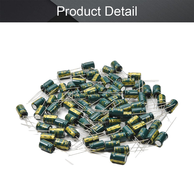 Fielect 80Pcs Aluminum Radial Electrolytic Capacitor 22uF 100V Low ESR Green 8x12mm High Ripple Current,Low Impedance for TV, LCD Monitor, Radio, Stereo, Game