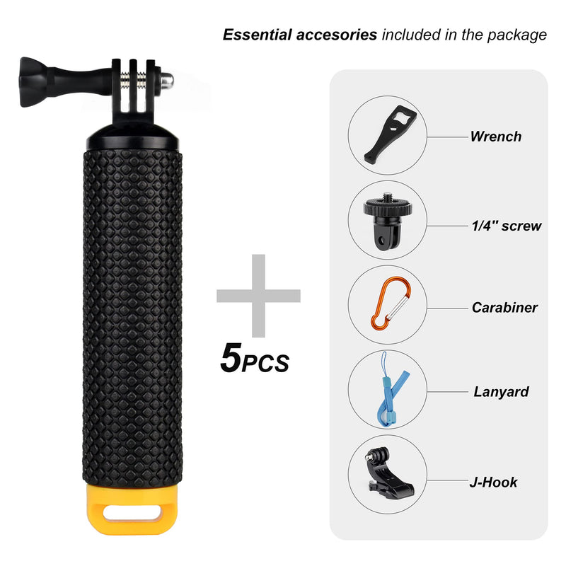 SOONSUN Waterproof Floating Hand Grip for GoPro Hero 10, 9, 8, 7, 6, 5, 4, 3, 2, Hero Session, Fusion, Max, AKASO, SJCAM, DJI Osmo Action Camera Handler and Handle Mount Accessories for Sports Camera