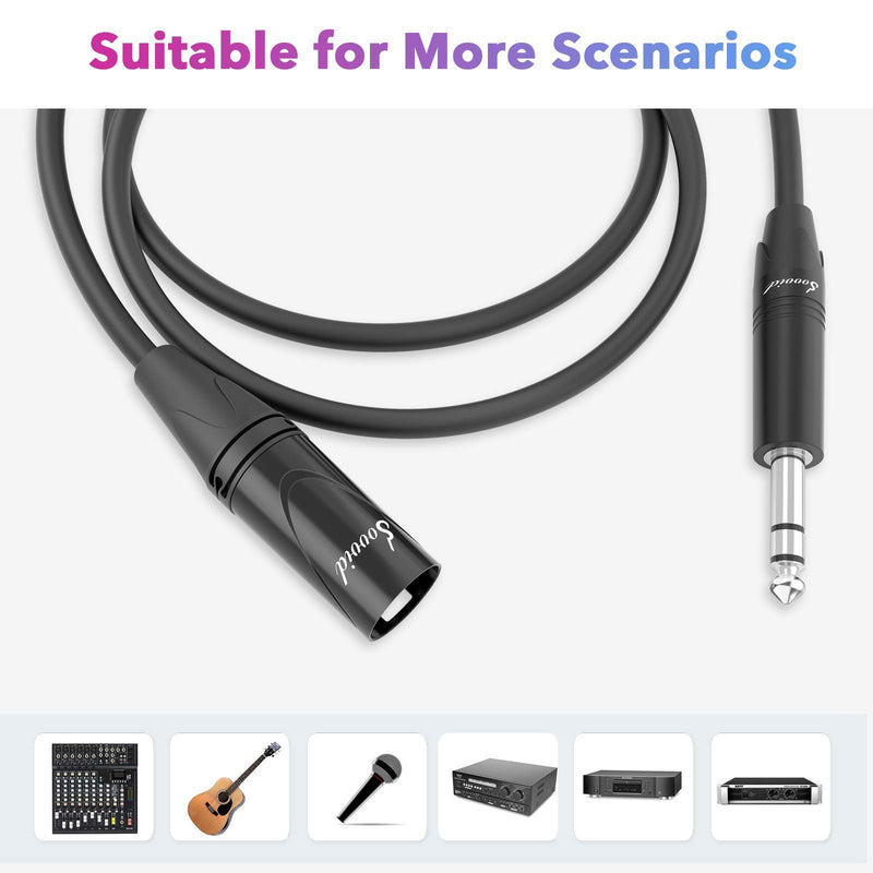 Balanced XLR Male to 1/4 Cable 6FT, XLR to TRS Cable, Sovvid Quarter inch to XLR Male Signal Interconnect Cable 6.35mm to XLR Patch Cable (3FT) 3FT