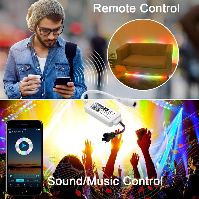 [AUSTRALIA] - ALITOVE WS2811 Controller Smart WiFi APP Voice Control, Support Amazon Alexa Google Home, for DC12V~24V WS2811 SM16703 UCS1903 Addressable RGB LED Strip LED Pixel String Light (Not for 5V WS2812B) 12V~24V 