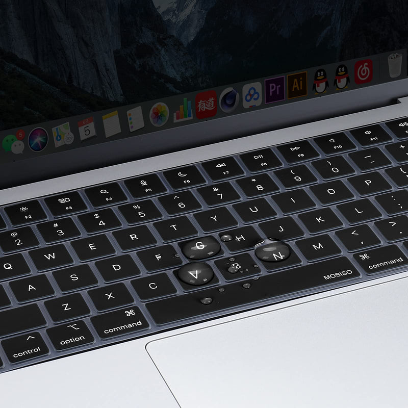 MOSISO Keyboard Cover Compatible with MacBook Pro 14 inch 2022 2021 M1 Pro/M1 Max A2442&Compatible with MacBook Pro 16 inch 2021 M1 Pro/M1 Max A2485,Protective Waterproof Silicone Skin, Black
