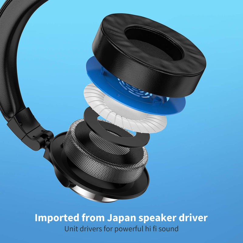 [AUSTRALIA] - Moukey Wired Over Ear Headphones - Studio Monitor & Mixing DJ Stereo Headsets with Newest Japanese Drive and 1/4 to 3.5mm Audio Jack for AMP Computer Recording Phone Piano Guitar Laptop - Black 
