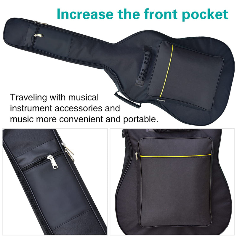 [AUSTRALIA] - DIBOER 41 Inch Acoustic Guitar Case, Acoustic Guitar Bag 0.3 Inch Thicken Sponge Pad 600D Thick Ripstop Waterproof Dual Adjustable Shoulder Strap Soft Guitar Case Gig Bag(black) black 