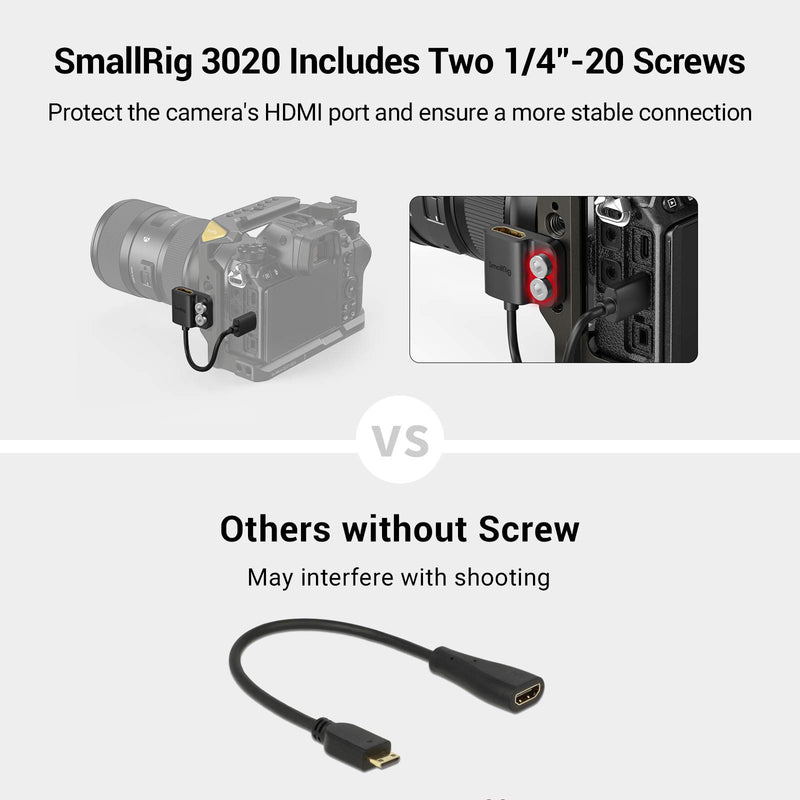[AUSTRALIA] - SMALLRIG Ultra-Slim 4K HDMI Adapter Cable, Female HDMI Type A to Male Mini-HDMI Type C, 4K@60HZ, for Nikon Z6, Z7, D780 / for Canon EOS RP, 5D Mark IV - 3020 Femail A to Male C 