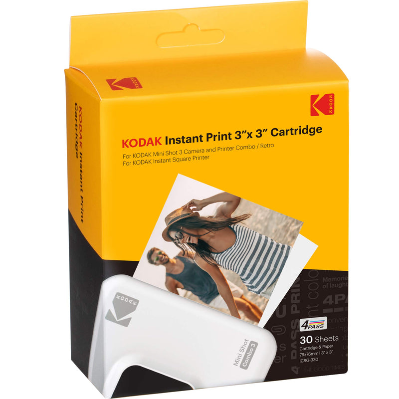 60 Pack of Kodak 4PASS 3"x3" Cartridge, All-in-One Paper and Color Ribbon Cartridge Refill - Compatible with Mini 3 Square, Mini 3 Square Retro, Mini Shot 3 Square, Mini Shot 3 Square Retro - ICRG-360 60 Pack