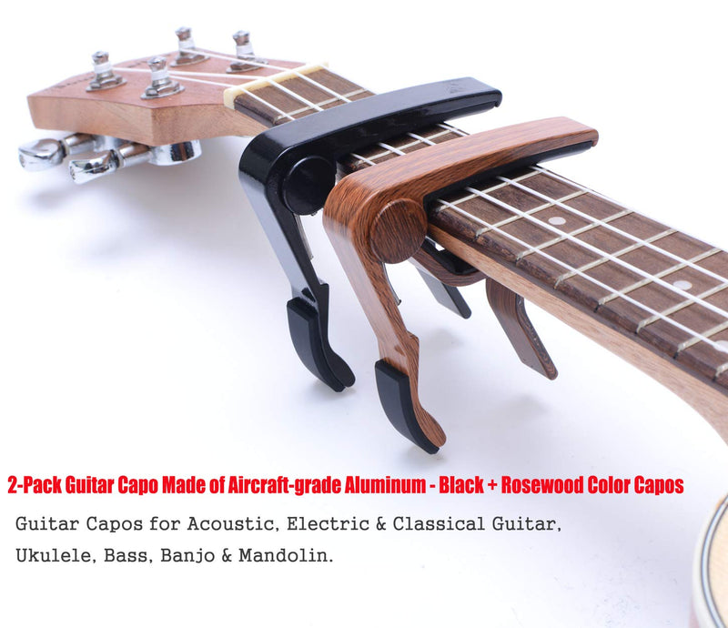 Capo Guitar Capo Rosewood Color Capo Black Capo 2-Pack Guitar Capos for Acoustic,Electric,Ukulele and Bass(1Rosewood+1 Black)