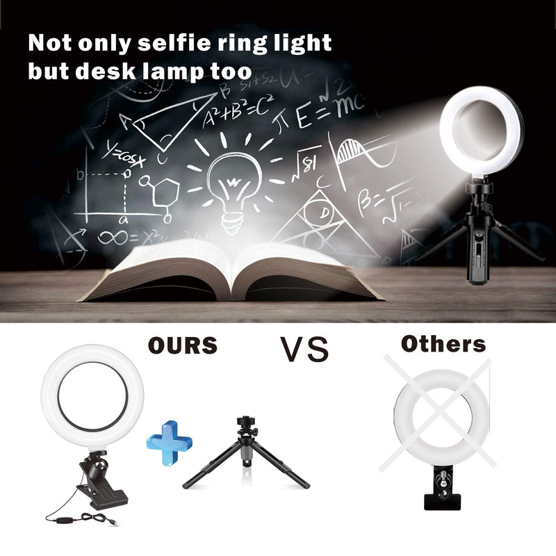 Video Conference Lighting for Laptop Computer, 6.3'' Selfie Ring Light with Stand for Remote Working, Zoom Meeting Calls, Webcam Lighting, Live Streaming,YouTube Videos/Vlog/TIK Tok/Live Black