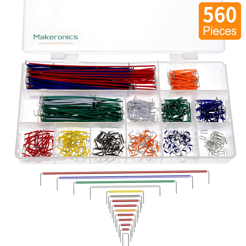 Makeronics 560 PCS Pure Copper Jumper Wires Kit |Solderless Breadboard Wires With 14 Assorted Length for Solder Circuits | Electronics | Arduino or Raspberry Pi