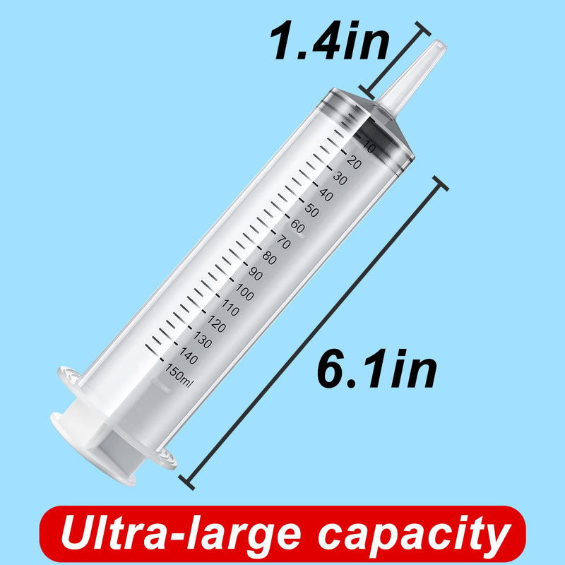 HUOBAOPAO 3 PCS 150 ML Large Syringes, Plastic Garden Industrial Syringes for Scientific Labs, Measuring, Watering, Refilling, Filtration Multiple Uses 3 pack