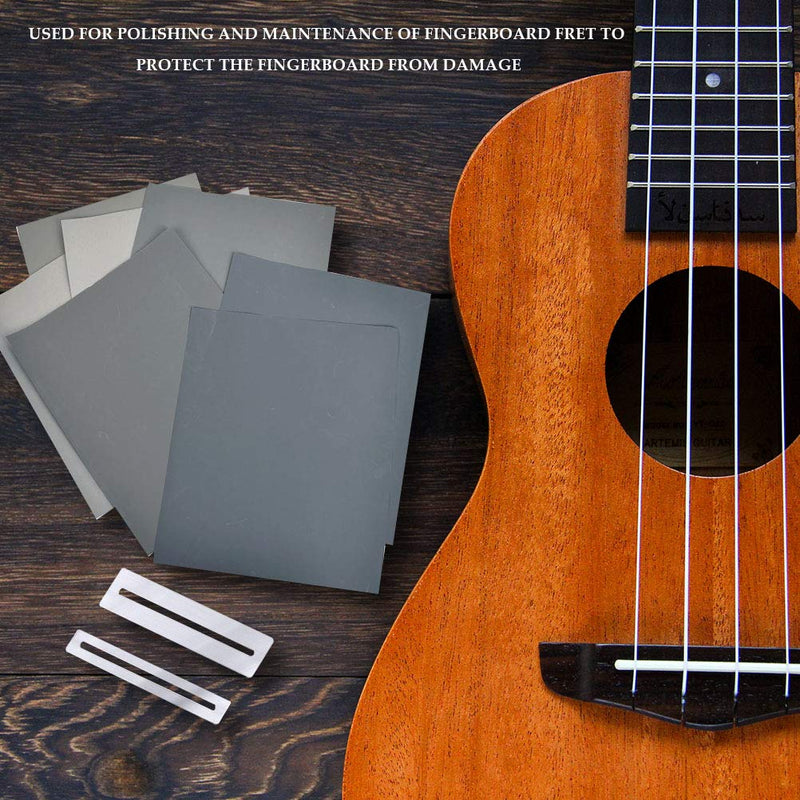 11x9 inch Guitar Sandpaper + 10 Piece Set of Gasket (1500-15000), Polishing Sandpaper, Fret Protectors, Silicon Carbide, Dry and Wet Sandpaper, Make Guitar Fret Sanding Safer.