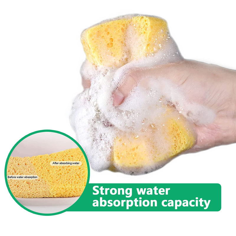[AUSTRALIA] - Kitchen Sponges 6 pcs Multi-Use Heavy Duty Cellulose Scrub Sponge Dual-Sided Heavy Duty Cellulose Scrub Sponge Scratch Free Odor Resistant Easy to Dry and Reusable 4.3"x 2.8" x 0.8" 
