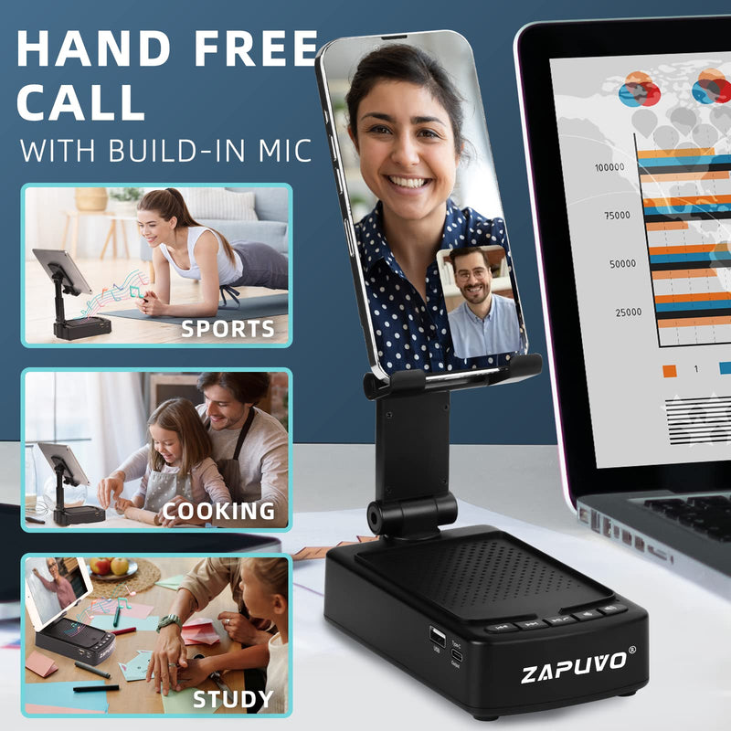 ZAPUVO Cell Phone Stand with Wireless Bluetooth Speaker for Dad Gifts Fathers Day from Daughter Son Kids Wife, Anniversary Birthday Gifts Ideas for Husband Him, Boyfriend Graduation Gift Cool Gadget Style 2