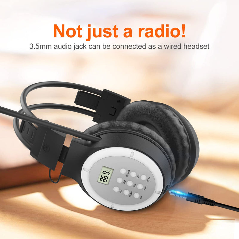 UMUTOO AM FM Radio Headphones, Personal Portable Radio Headset am/fm Digital with Best Reception for Jogging, Mowing, Cycling, Meeting, Powered by 2 AA Batteries (Not Included)…