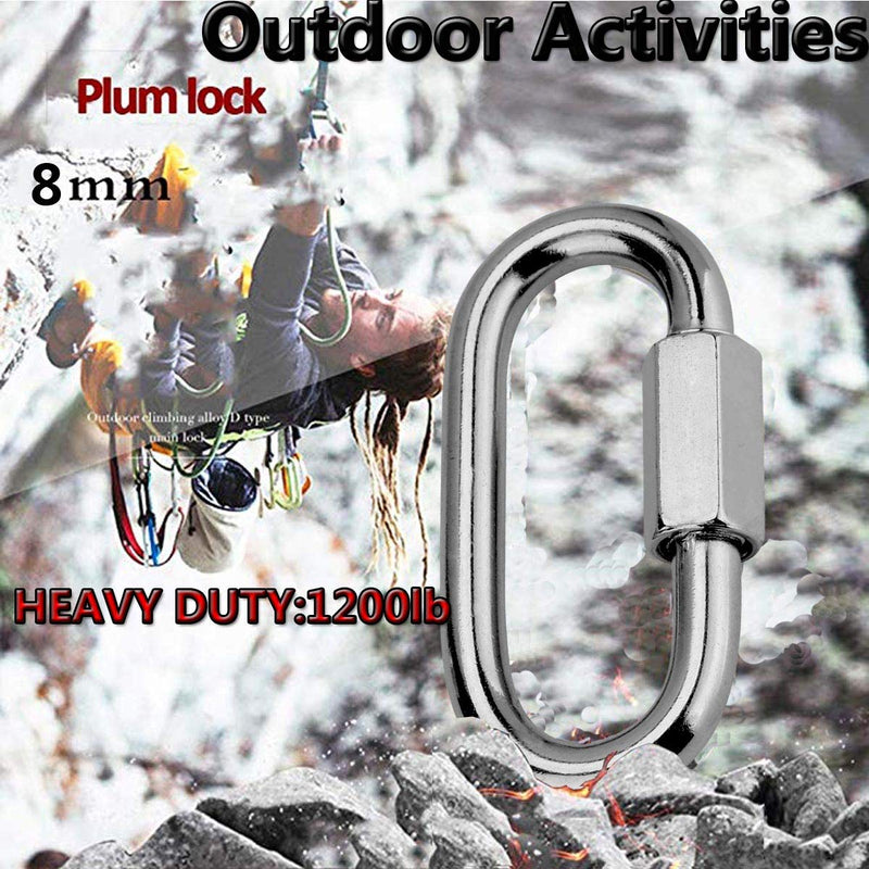 Quick Link, Lsqurel 304 Stainless Steel D Shape Locking Carabiner Heavy Duty Repair Link Pets Keychain for Outdoor Traveling Equipment M4 M6 M8 Capacity 200lb 600lb 1200lb M4 10Pack