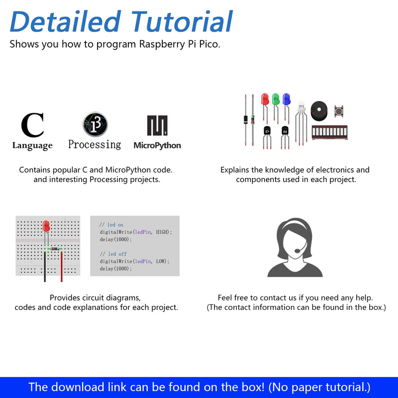 Freenove Ultimate Starter Kit for Raspberry Pi Pico (Included) (Compatible with Arduino IDE), 587-Page Detailed Tutorial, 222 Items, 99 Projects, Python C Java Code Ultimate Kit with Pico