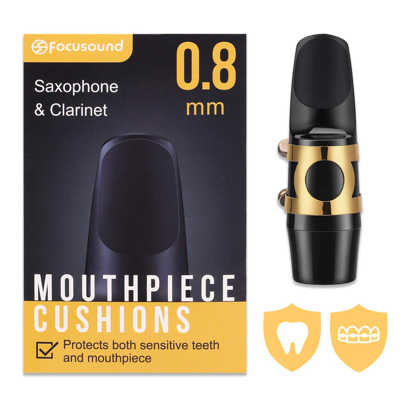 Focusound Saxophone & Clarinet Mouthpiece Cushions, Thick, 0.8mm Black, 8-Pack