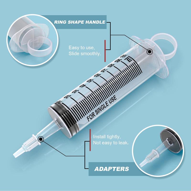 [AUSTRALIA] - 3Pack 100ML Large Syringe and 2Pack 20ML Plastic Syringes with Tip Adapter&Soft Tube, Sterile Individually Wrap Measurement and Dispensing Syringe Tools for Science Labs,Feeding Pets (100ml, 3) 1.0 
