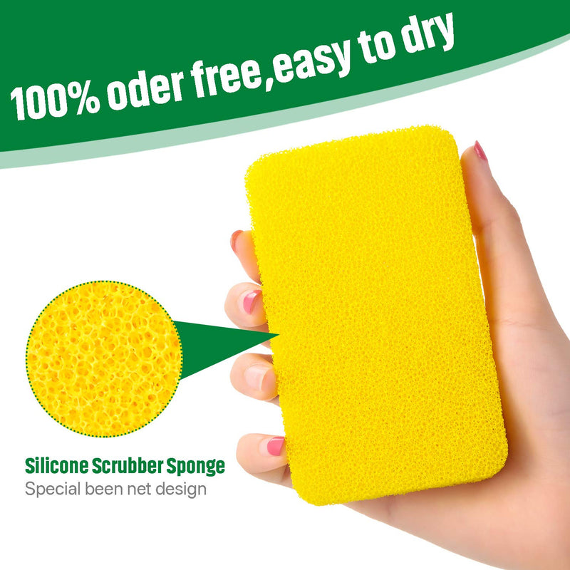 10 Pieces Silicone Scrubber Sponge Silicone Dish Sponge Reusable Kitchen Scrubbing Cleaning Sponge Soft Dish Scrubber for Dishes