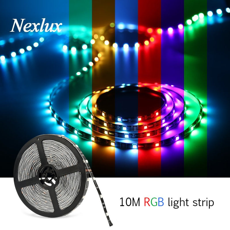 [AUSTRALIA] - LED Light Strip, Nexlux 32.8ft Non-Waterproof 5050 SMD RGB Single LED Flexible Strip Light Black PCB Board Color Changing Decoration Lighting (No Remote and Power Adapter) 