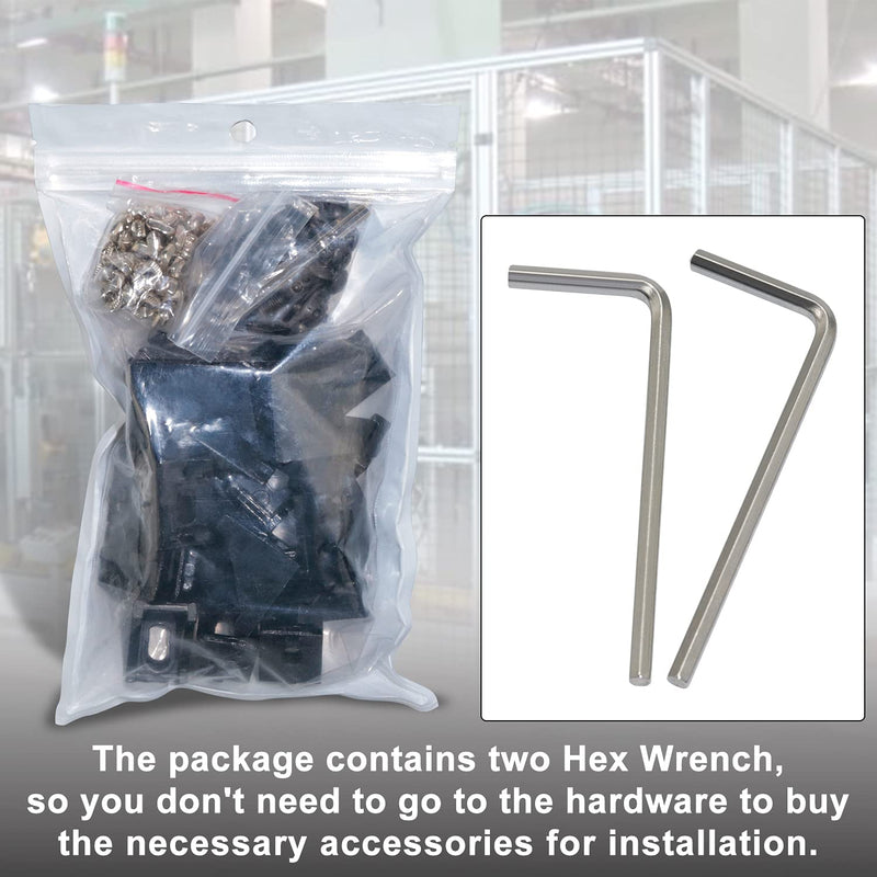 CheeMuii 2020 Corner Bracket Kit,20pcs Corner Brackets 40pcs Hex Screws 40pcs Slide Nuts,40pcs Washers and 2pcs Hex Wrenchs for Slot 6mm 20s Aluminum Extrusion Profile Rail Accessories 20sets Black