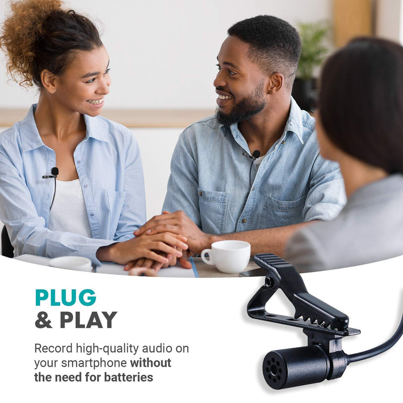 [AUSTRALIA] - Movo PM20 Dual Lavalier Microphone - Lapel Microphone Compatible with Apple iPhone, iPad, iPod Touch, Android and Windows Smartphones - Perfect Interview Microphone 