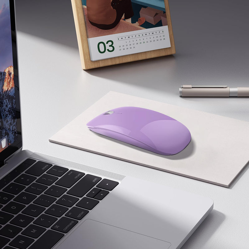 [AUSTRALIA] - Uiosmuph Wireless Mouse, USB C Rechargeable Computer Mouse, Slim Silent Mice 2.4GHz Optical with USB Nano Receiver and Type C Receiver for Laptop/Mac/PC Purple 
