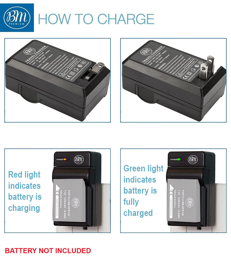 BM NP-W126S Battery Charger for FinePix X-A5, X-A7, X-H1, X-A10, X100F, X-T10, X-T20, X-Pro1, X-Pro2, 30EXR, HS33EXR, HS35EXR, HS50EXR, X-A1, X-A2, X-A3, X-E1, X-E2, X-E2S, 1 X-M1, X-T1, X-T2 Cameras
