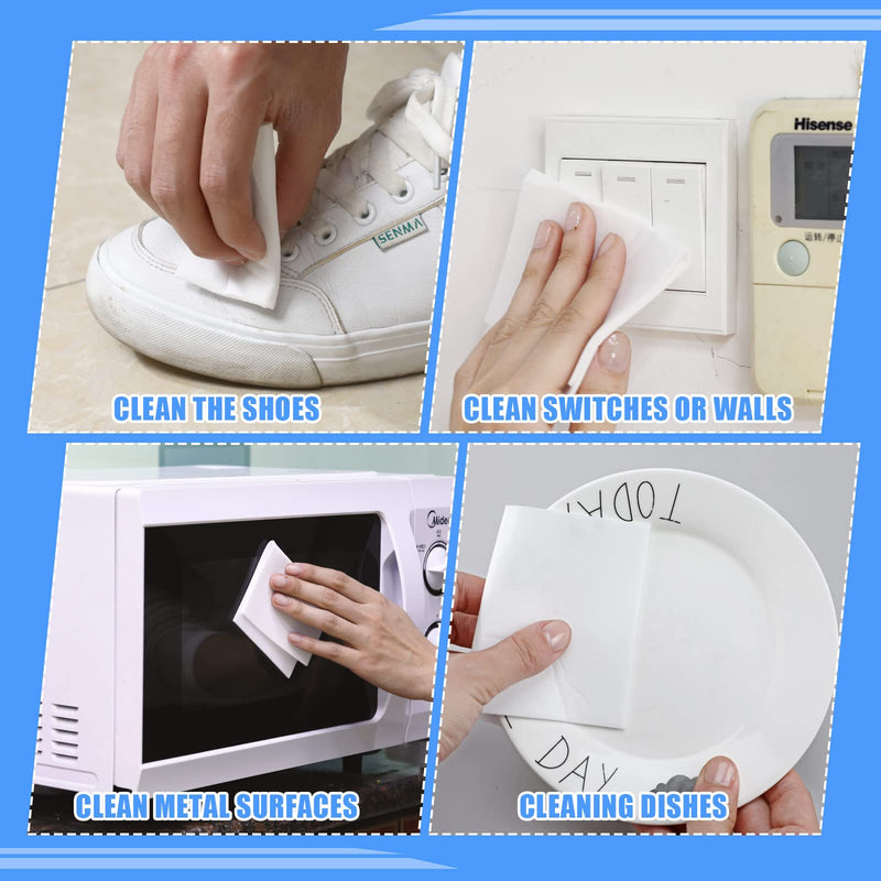 100 Pack Eraser Sheets Disposable Thin Cleaning Sponges Sheets Melamine Sponge Pads Home Eraser Wipes for Kitchen Shoe Furniture Bathroom Shower Cleaner