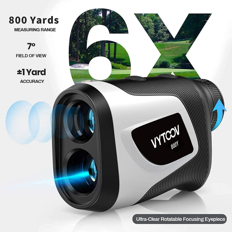 Golf Rangefinder with Slope 1000 Yards 6X Rangefinder Golfing with Slope On/Off Flag-Lock Tech with Vibration Continuous Scan Rechargeable Tournament Legal Golf Rangefinders 800Y