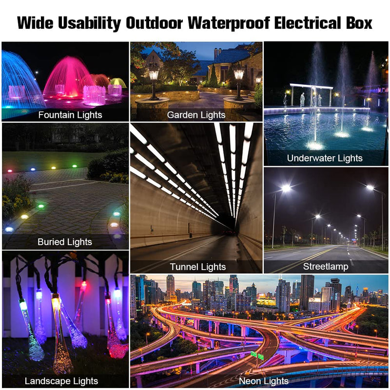 Junction Box Outdoor Waterproof Electrical Box, 3 Way Plug Line Plastic External Junction Box, M25 Coaxial Wire Connector, Electric Power Cord Boxes Suitable for Outdoor Lights, Landscape Lighting (3way) 3way
