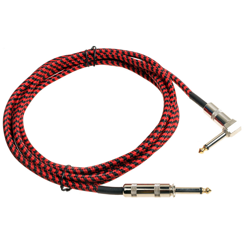 AZOR Guitar Cable 10ft Professional Electric Instrument Cable Bass Amp Cord for Electric Guitar Bass,Mandolin Keyboard and Pro Audio 1/4" Right Angle to Straight, Black Red