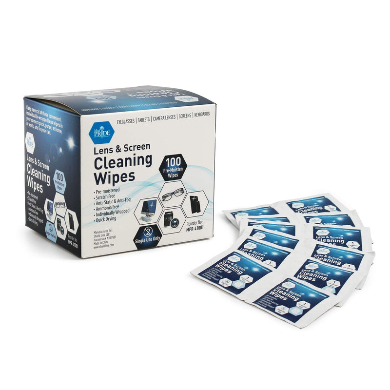 [AUSTRALIA] - Medpride Premoistened Lens Wipes| Anti-Static, Anti-Fog, Quick-Dry & Scratch-Free| Cleaning Cloths for LED Touch Screen, iPhones, iPads, Computer Monitors, Eyeglasses, Camera Lenses, Laptop (100) 100 