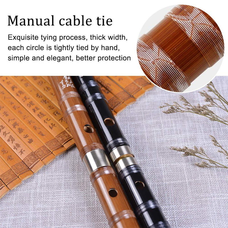 Tyuodna Pluggable F key Bitter Bamboo Flute Dizi, Chinese Traditional Handmade Musical Woodwind Instrument Key of F, with Free Membrane & Glue & Protector Set (Brown) Brown