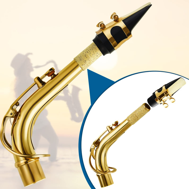 24.5 mm Alto Saxophone Sax Bend Neck Brass Material, 7 Pcs Replacement Part Includes Saxophone Mouthpiece Metal Ligature 2.5 Reeds Cushions Pads Plastic Cap