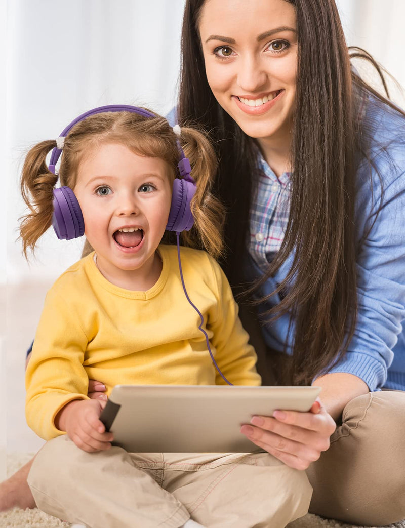 ONTA Kids Headphones for Boys Girls - Child Student Headset Wired plug Toddler Earphones School Teen on Ear for Ipad | Computer | Smart phone | Amazon Fire Tablet | Laptop | Plane Travel | Game purple