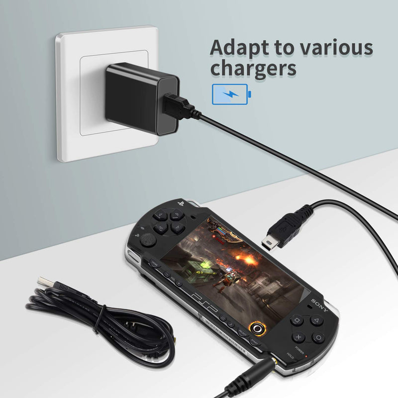 FunTurbo PSP Charger Cable, Playstation Portable Charger PSP Power Cord for Charging Sony PSP 1000 2000 3000 USB Data Cable & Charging Cord 2-in-1 (2 Pack)