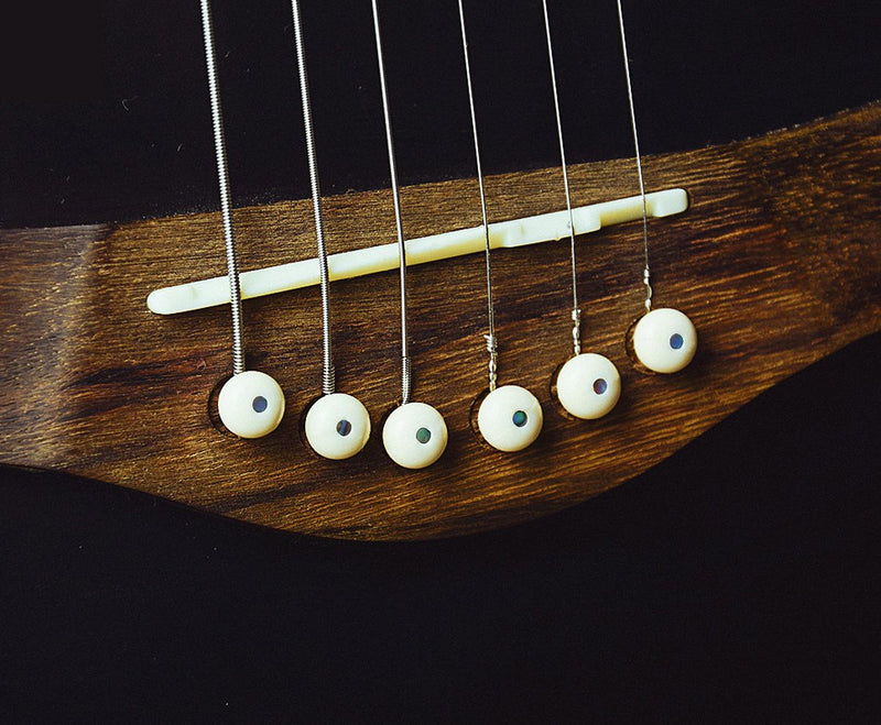 Blisstime 6 String Acoustic Guitar Bone Bridge Saddle and Nut and 6pcs Guitar Bone Bridge Pins Made of Real Bone