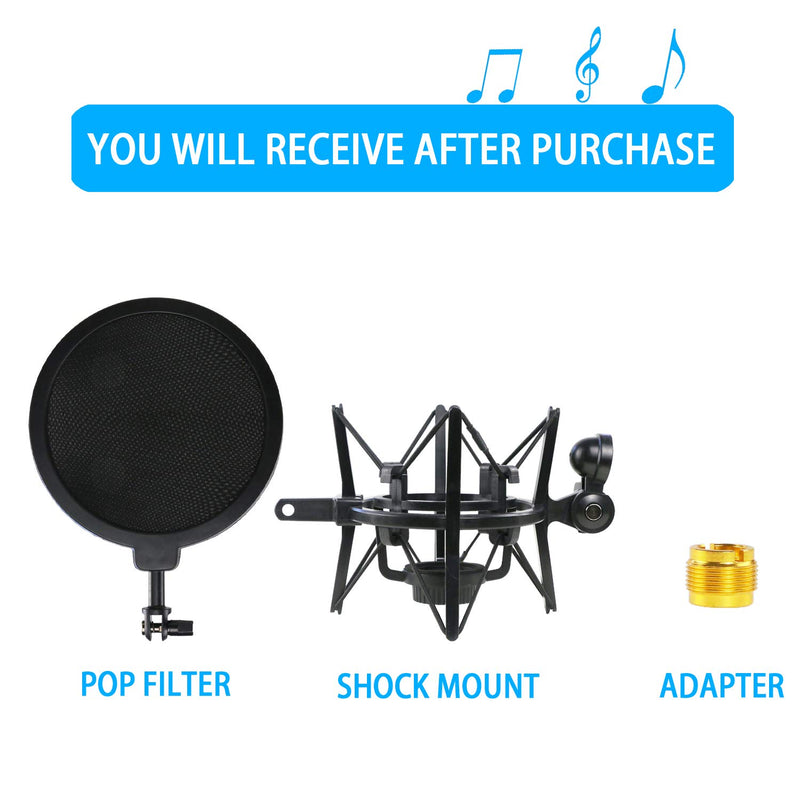 Bluebird Mic Shock Mount with Pop Filter to Reduce Vibration Noise, Shockmount Matching Mic Boom Arm Stand for Bluebird SL Microphone by YOUSHARES SH-100 Shockmount