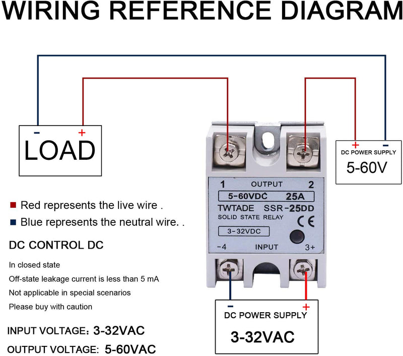 [AUSTRALIA] - TWTADE SSR-25 DD 25A DC 3-32V to DC 5-60V SSR Solid State Relay + Heat Sink DC to DC 25A 