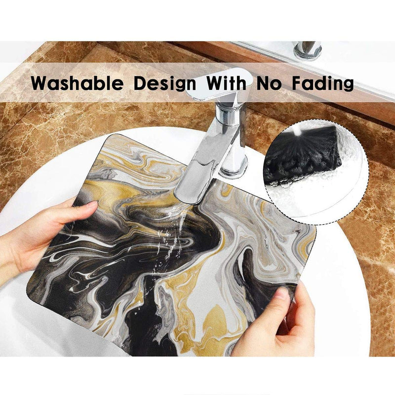 Mouse Pad Abstract Black and Gold Swirl Liquid Ink Marble with Non-Slip Rubber Base, Premium-Textured Mousepads Bulk with Stitched Edges, Mouse Mat for Computers Gaming Laptop Office & Home 10 x 12 inch