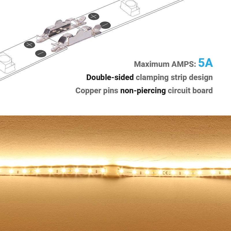 [AUSTRALIA] - JAUHOFOGEI 10pcs 2 Pin 8mm Solderless LED Strip Light Connector Clips, Max Amp 5A, Strip to Strip Clamps for 8mm Wide Single Color Tape Light 