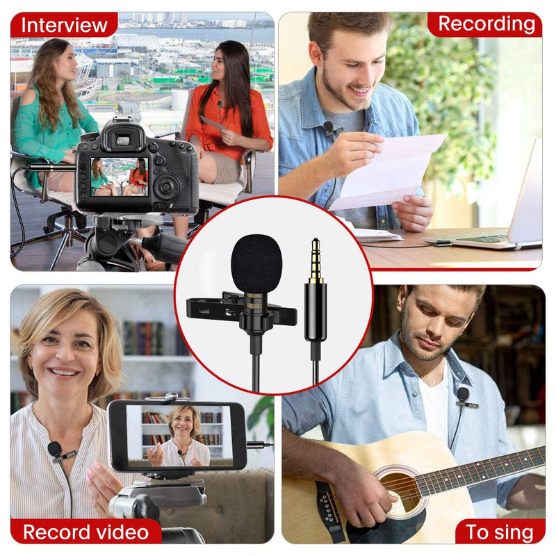 [AUSTRALIA] - Professional Lavalier Microphone Omnidirectional Condense Lapel Microphone with 3.5mm Jack, Noise Canceling Mic Perfect for for Phone, Camera, Audio Video, Recording YouTube,Interview (6.6ft) 