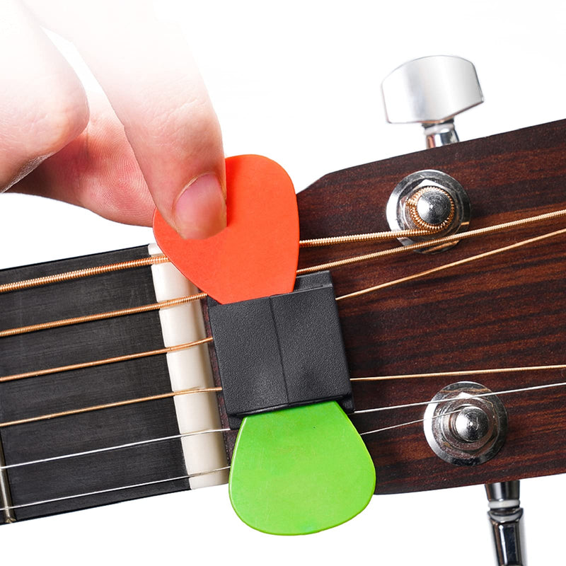 Miwayer Guitar Pick Holder For Acoustic Guitar, Electric Guitar, Bass, Ukulele, Banjo And Mandolin Fixed on the headstock between strings 3 & 4, D & G - Silicone Pick Holder + Guitar Picks (1pcs) 1pcs