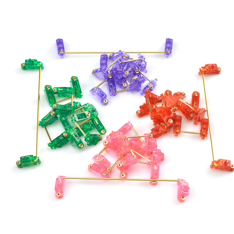 Gold-Plated PCB Screw-in Stabilizers， 2u 6.25u 7u，Keyboard Stabilizers ，with Nylon Washers （Golden Wire+ Red 100% Keyboard） Golden wire+ Red 104 Set