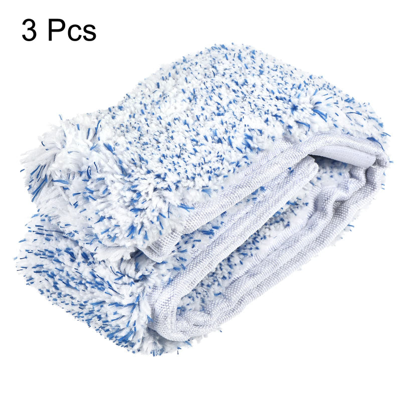 MECCANIXITY Microfiber Scrubber Replacement Head for Window, Glass, Marble Wall, Home, Bathroom, Blue Pack of 3