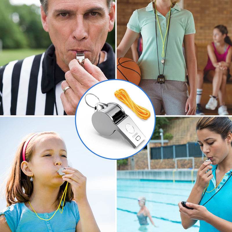 Pufeuoo 15Pcs Whistles Sports Whistle Referee Whistle Metal Whistle with Lanyard for Kids Football Teachers