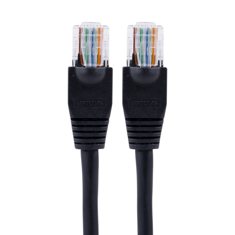 PHILIPS Ethernet Cable 14 ft. (4.2m) Cat5e Cat5 RJ45, Up to 100Mbps, for Router, Modem, Black, SWN7112A/27